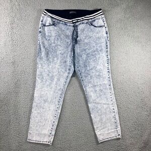 Almost Famous Jeans Women 20 High Rise Drawstring Elastic Waistband‎ Acid Wash